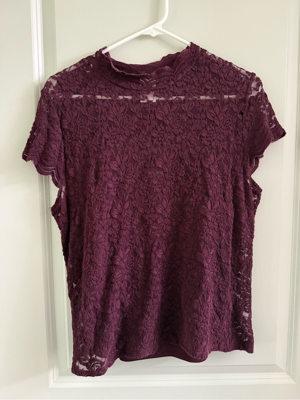 No Boundaries Plum Lace Short Sleeve Top